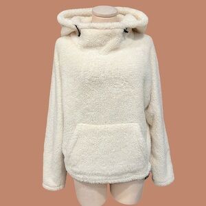 VS PINK Sherpa ivory sweatshirt/ anorak hoodie